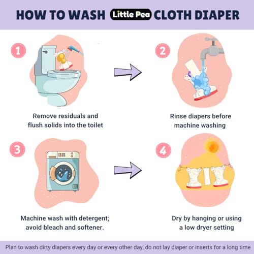 Little Pea Leak-Proof Free Size Cloth Diapers for 3 Months-3 Years—2 Adjustable Diaper Cover, 2 Absorbent Pad (Fits 5Kg-18kg), Washable, Reusable, Rash-Free with 6-Hour Absorbency, Pack of 2 - Image 5