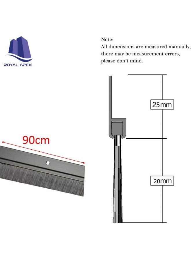 Royal Apex Door Bottom Brush And Rubber Seal With Screw For Exterior/Interior Doors, Insulation Door Seal Sound Proof Under Door Draft Blocker- Keeping Noise Repellent And Dust (90Cm, Brush Black)  - Image 2