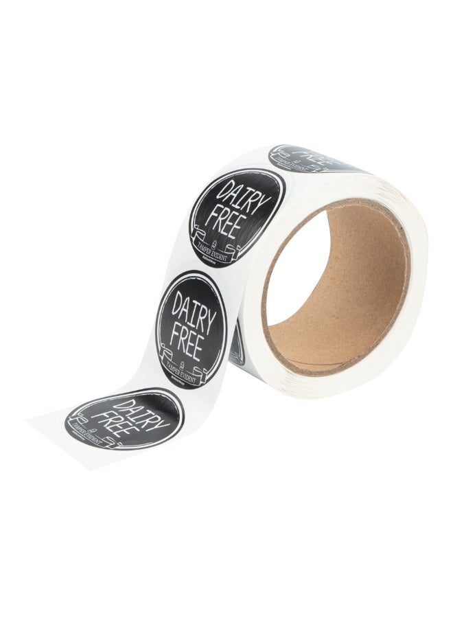 Restaurantware Label Tek 2 Inch Tamper-Evident Stickers For Dairy Free Food, 500 Rolled Tamper Seal Stickers - Chalkboard Design, For Safe Food Delivery, Black With White Font Plastic To Go Stickers, - Image 1