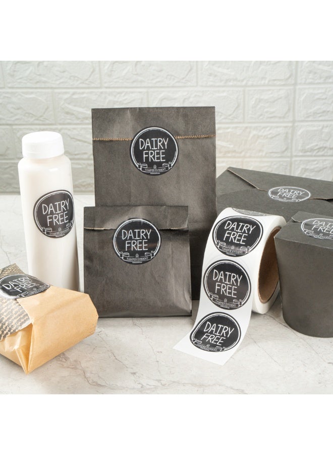 Restaurantware Label Tek 2 Inch Tamper-Evident Stickers For Dairy Free Food, 500 Rolled Tamper Seal Stickers - Chalkboard Design, For Safe Food Delivery, Black With White Font Plastic To Go Stickers, - Image 3