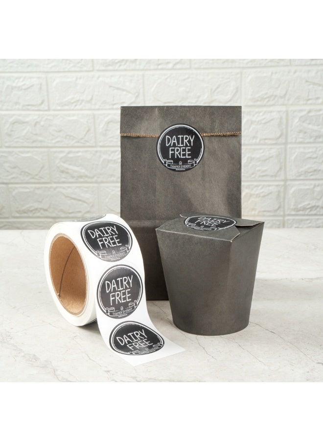 Restaurantware Label Tek 2 Inch Tamper-Evident Stickers For Dairy Free Food, 500 Rolled Tamper Seal Stickers - Chalkboard Design, For Safe Food Delivery, Black With White Font Plastic To Go Stickers, - Image 4