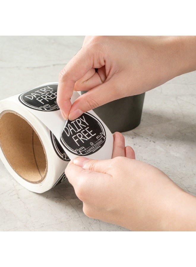 Restaurantware Label Tek 2 Inch Tamper-Evident Stickers For Dairy Free Food, 500 Rolled Tamper Seal Stickers - Chalkboard Design, For Safe Food Delivery, Black With White Font Plastic To Go Stickers, - Image 5