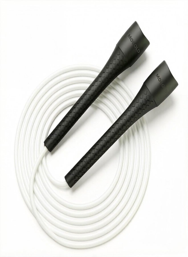 MOGOLD Unbreakable Jump Rope – Pro-Grade PP Handles with Diamond Texture, 40X Strength PVC Cord, Adjustable 3m Length for HIIT, Home Gym, or Boxing Training (Portable & Tangle-Free) (Black handle with white cord) - Image 1
