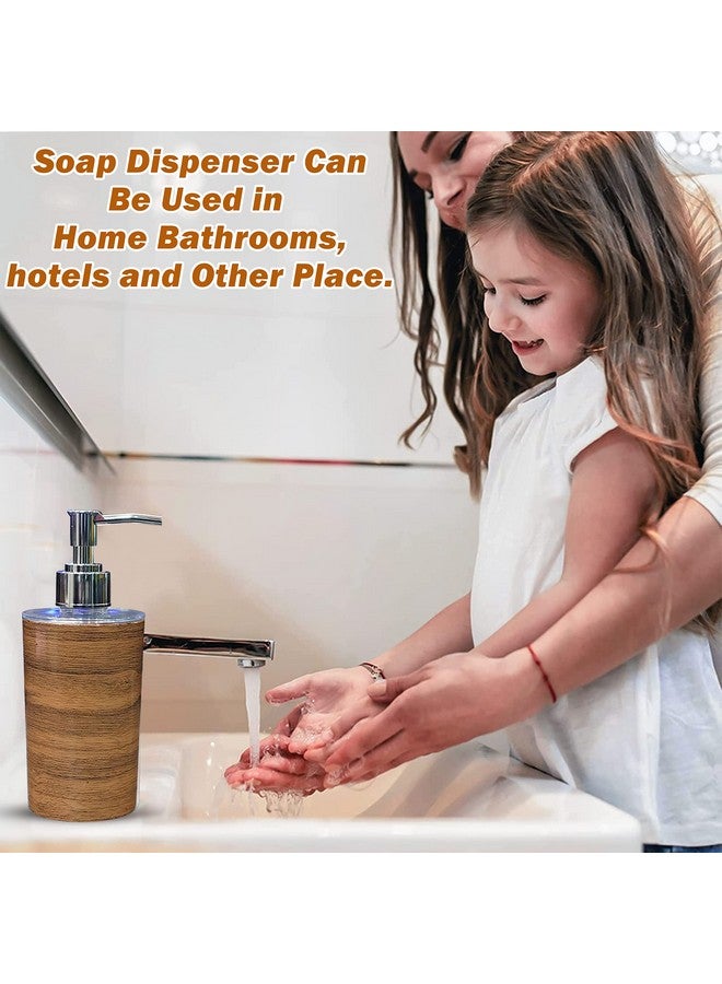 Shenron Bathroom Accessories Set For Utility And Bathroom Decor | Liquid Soap Dispenser And Toothbrush Holder Combo Color- Wooden, Brown - Image 4