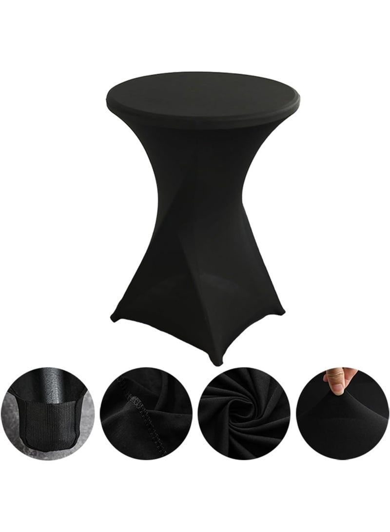 2 حزمة كوكتيل سباندكس تمتد زوايا مربع منشف الطاولة 32 "x43" كوكتيل مستدير منشف الطاولة غطاء للطاولة مزودة بار حفل الزفاف كوكتيل طاولة مأدبة (أسود) - Image 3