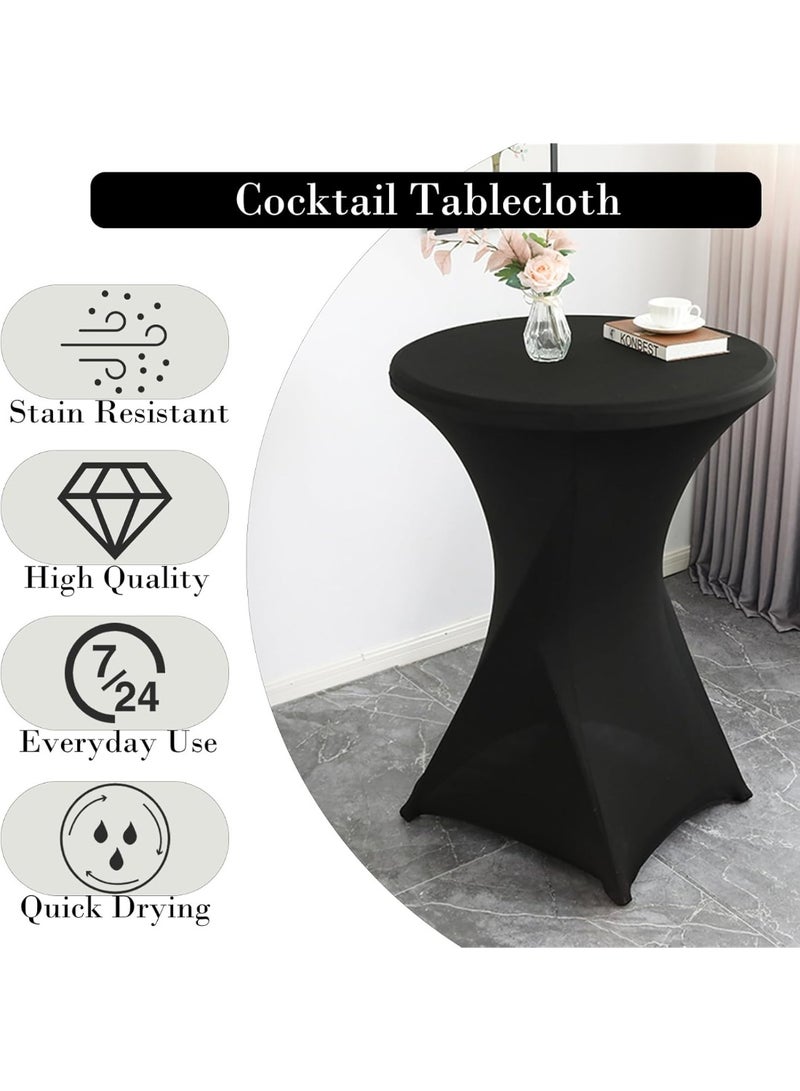2 حزمة كوكتيل سباندكس تمتد زوايا مربع منشف الطاولة 32 "x43" كوكتيل مستدير منشف الطاولة غطاء للطاولة مزودة بار حفل الزفاف كوكتيل طاولة مأدبة (أسود) - Image 4