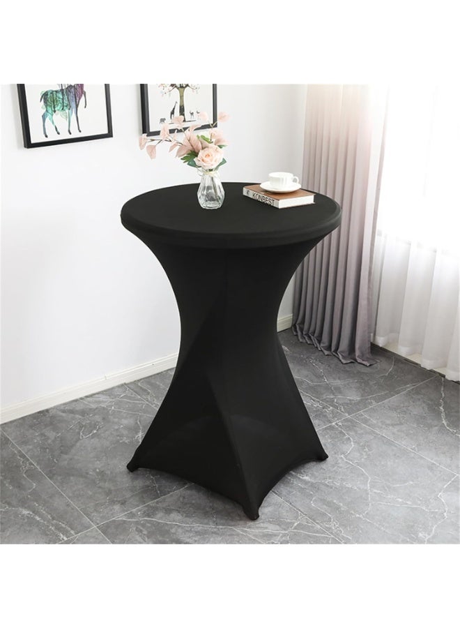 2 حزمة كوكتيل سباندكس تمتد زوايا مربع منشف الطاولة 32 "x43" كوكتيل مستدير منشف الطاولة غطاء للطاولة مزودة بار حفل الزفاف كوكتيل طاولة مأدبة (أسود) - Image 5