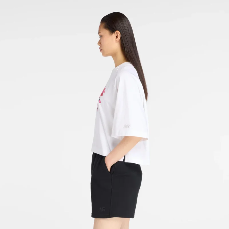 New Balance White Watercolor Pink Boxy T-Shirt for Women | Best Price UAE