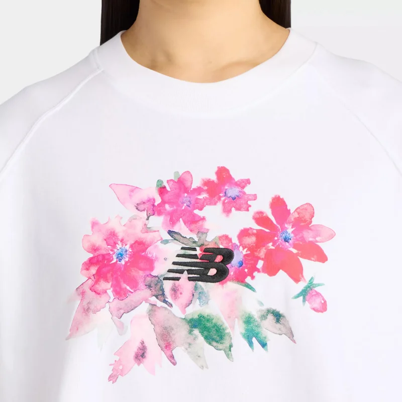 New Balance White Watercolor Pink Boxy T-Shirt for Women | Best Price UAE