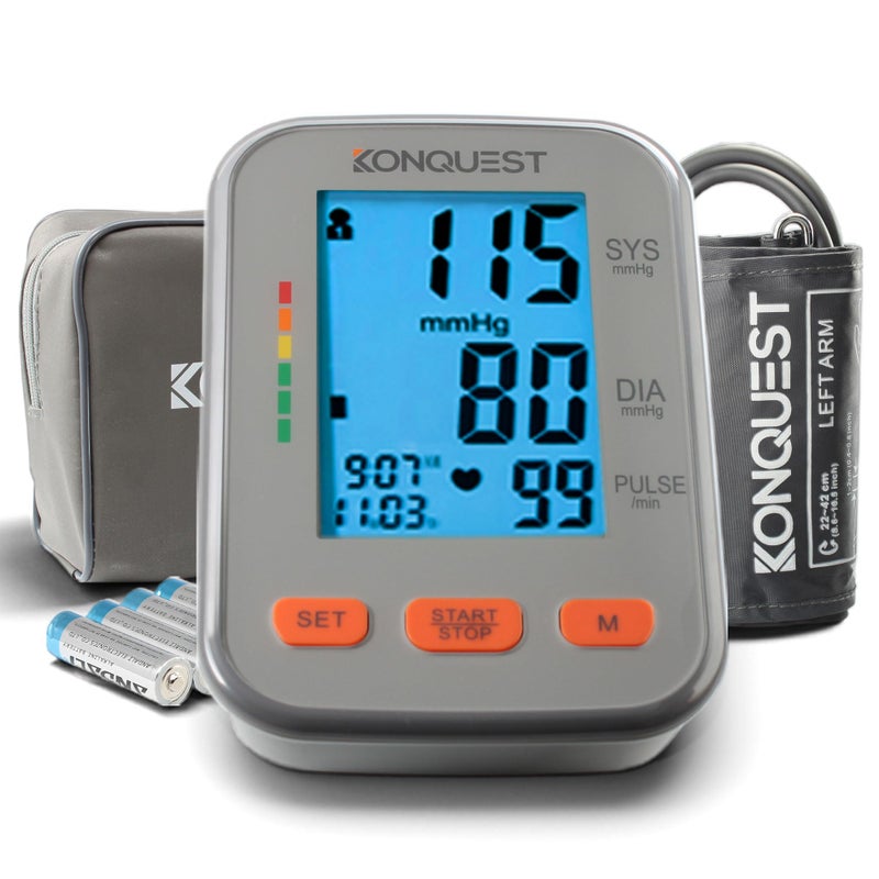 KONQUEST جهاز قياس ضغط الدم الأوتوماتيكي كونكويست KBP-2704A - كفة ضغط دم قابلة للتعديل كبيرة - شاشة مضيئة كبيرة - كاشف نبض غير منتظم - مقياس ضغط الدم الرقمي - جهاز مراقبة للاستخدام المنزلي - Image 1