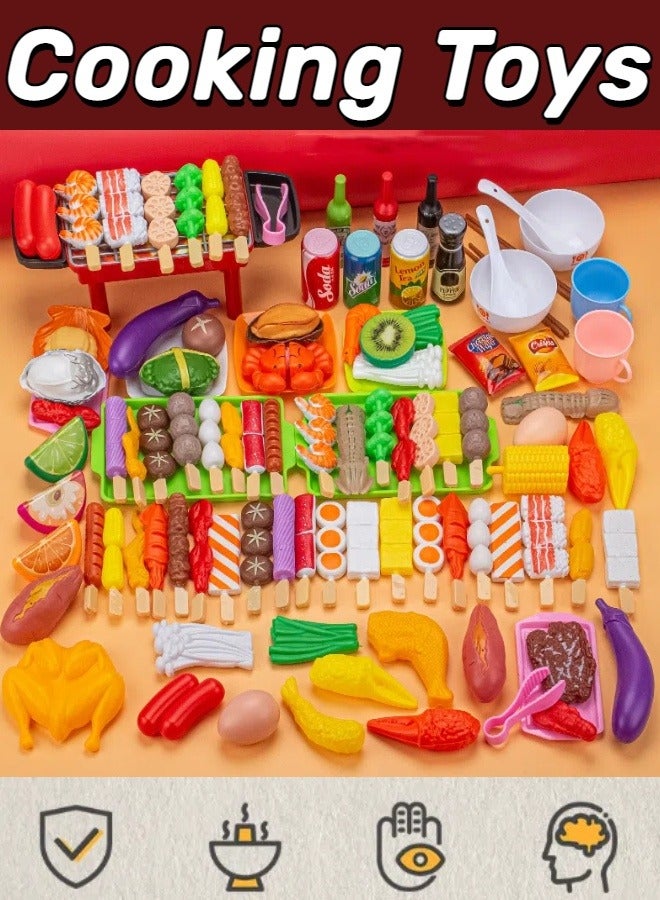 Kids Barbecue Simulation Food Cooking Model Toys, 109PCS, Kitchen Players Set, Kids Educational Interactive Gifts - Image 1
