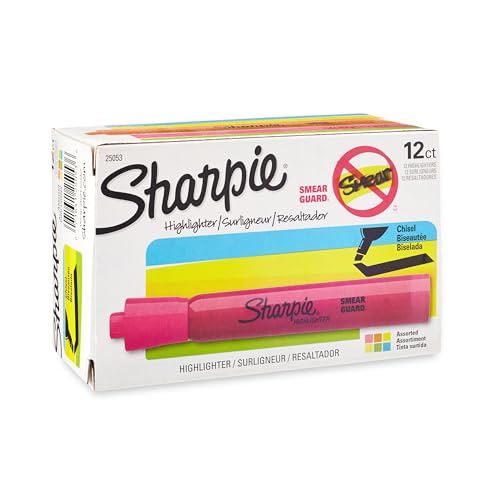 Sharpie Tank Style Highlighters Chisel Tip Assorted Colors 12 Count - Image 1