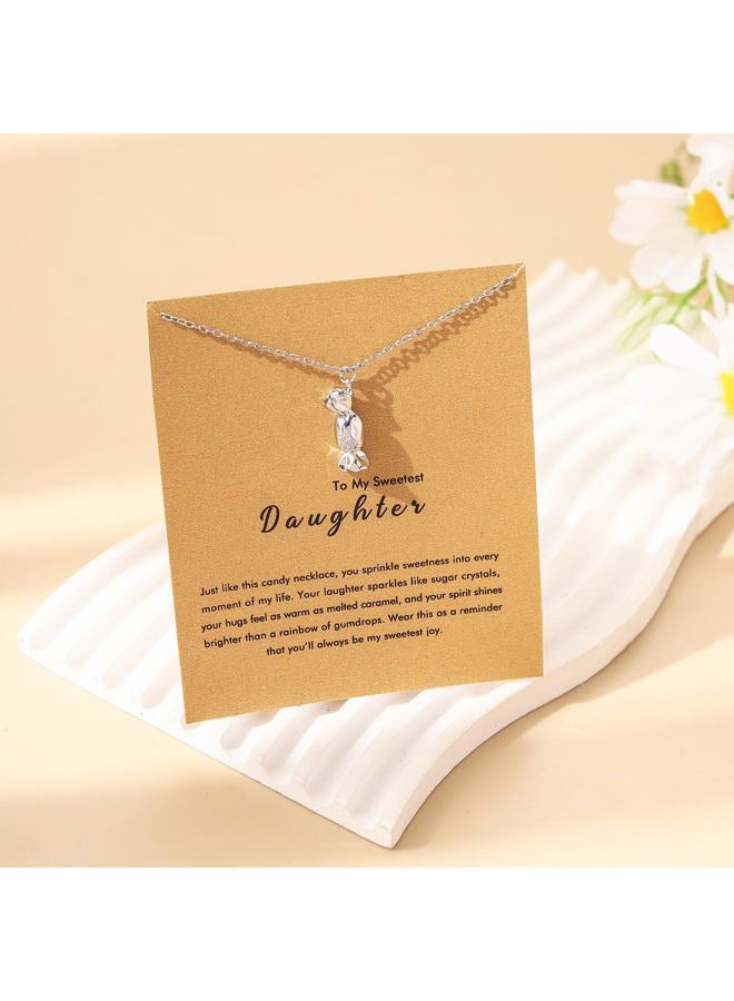 RZKING Silver Necklace for Women, Dainty Cat Candy Bow Moonstone Necklace, Gifts for Best Friend Sister Mom Daughter Teacher, Mothers Day Birthday Christmas Thank You Gifts, One Size, Stainless Steel, - Image 5