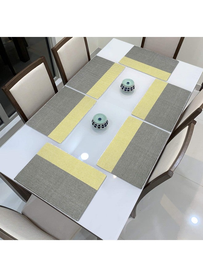 HOKIPO Ribbed Cotton Placemats (Yellow) Set of 6- IN71-YLW - Image 2