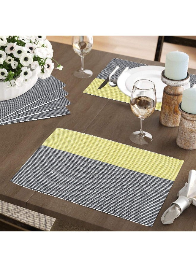 HOKIPO Ribbed Cotton Placemats (Yellow) Set of 6- IN71-YLW - Image 3