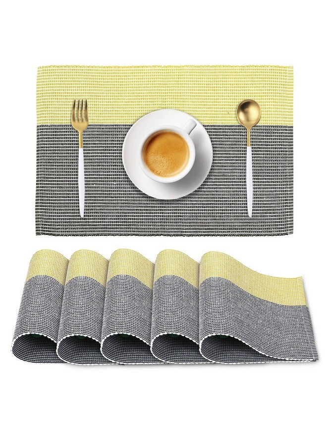 HOKIPO Ribbed Cotton Placemats (Yellow) Set of 6- IN71-YLW - Image 1