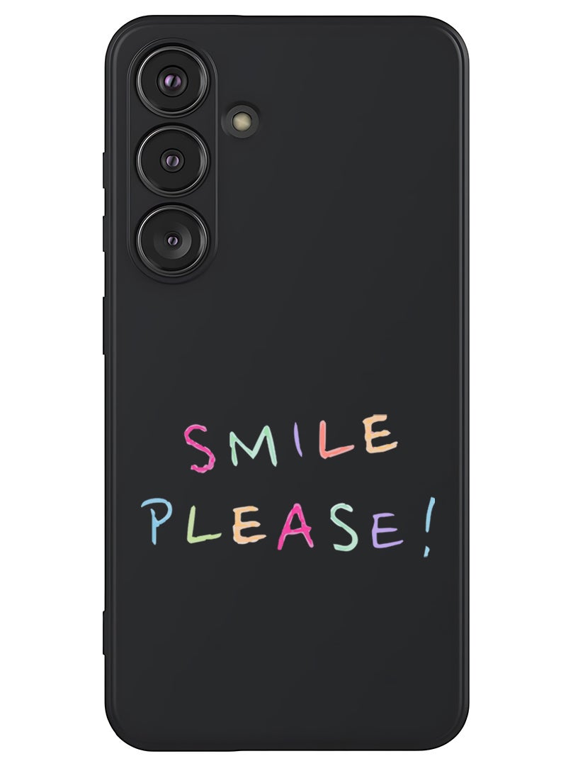 Theodor Protective Slim Fit Case Liquid Silicone Cover with Full Body Protection Anti-Scratch Shockproof Case For Samsung Galaxy S25 (Black) - Smile please - Image 1