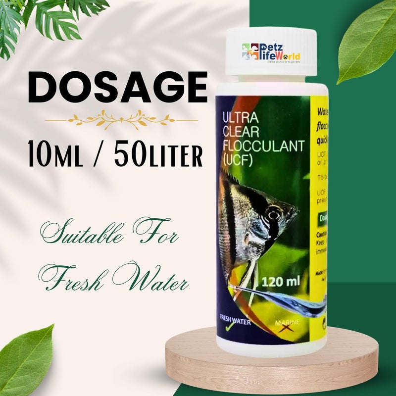 VAYINATO Aquatic Remedies (Pack of 2 * 120ml UCF- Ultra Clear Flocculant) Aquarium Fish Tank Water Clarifier | Quickly Removes Cloudiness | Suitable for Fresh Water - Image 3