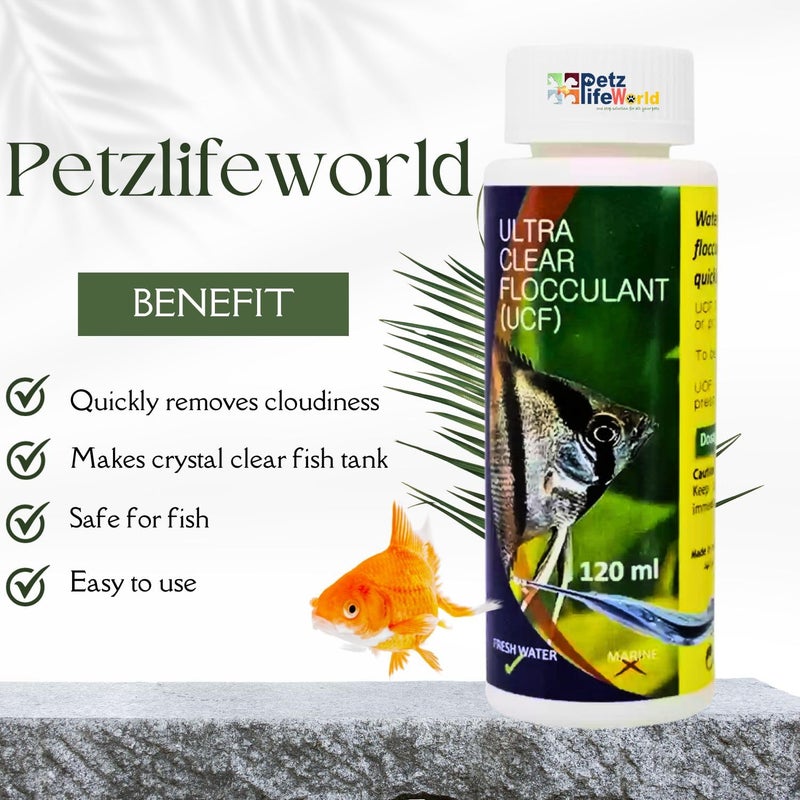 VAYINATO Aquatic Remedies (Pack of 2 * 120ml UCF- Ultra Clear Flocculant) Aquarium Fish Tank Water Clarifier | Quickly Removes Cloudiness | Suitable for Fresh Water - Image 2