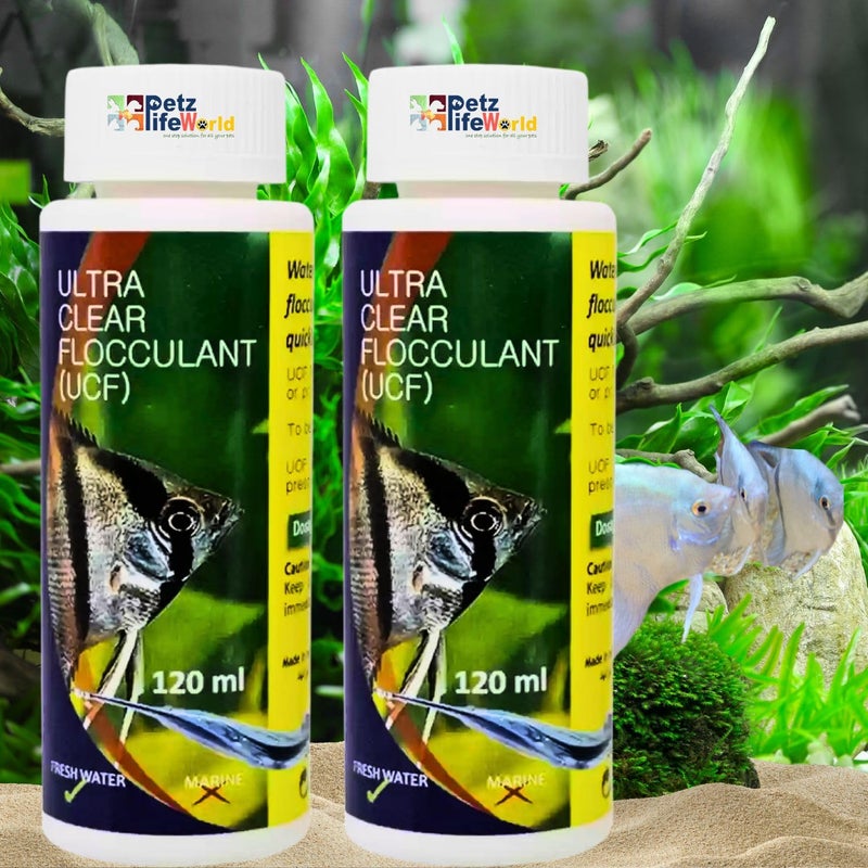 VAYINATO Aquatic Remedies (Pack of 2 * 120ml UCF- Ultra Clear Flocculant) Aquarium Fish Tank Water Clarifier | Quickly Removes Cloudiness | Suitable for Fresh Water - Image 1