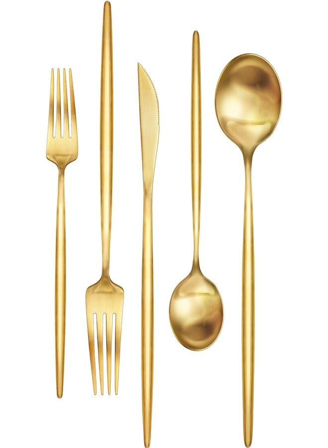EWFEN 30-Piece Gold Silverware Set, Flatware Set for 6, Food-Grade Stainless Steel Cutlery Set, Includes Spoons Forks Knives, Kitchen Cutlery for Home Office Restaurant Hotel - Image 1