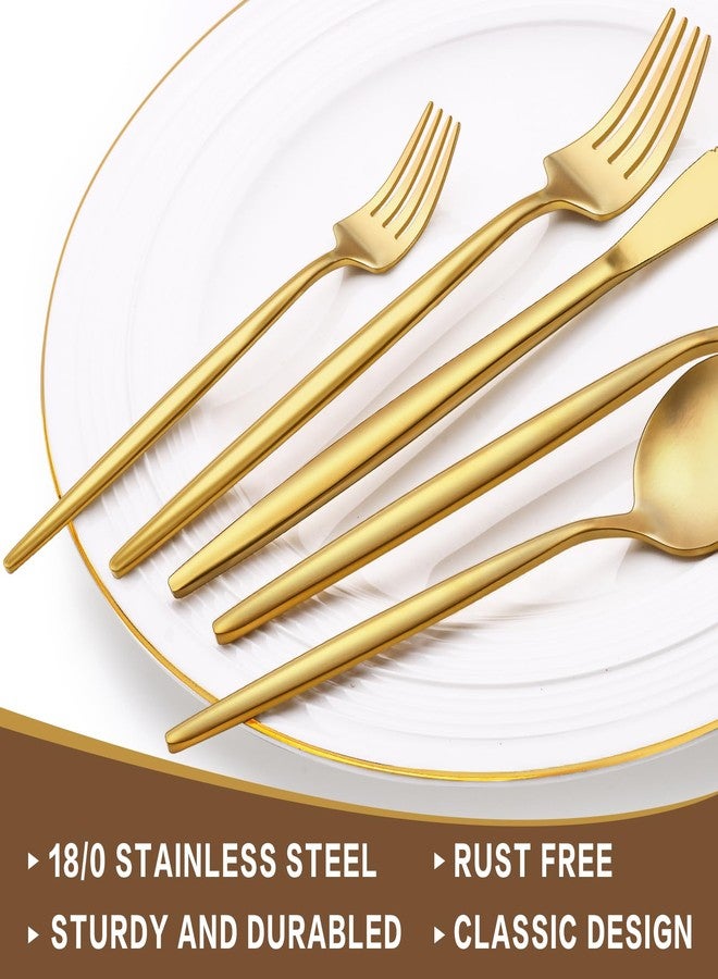 EWFEN 30-Piece Gold Silverware Set, Flatware Set for 6, Food-Grade Stainless Steel Cutlery Set, Includes Spoons Forks Knives, Kitchen Cutlery for Home Office Restaurant Hotel - Image 3