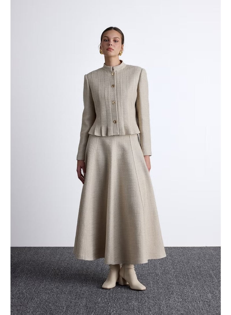 Manuka Textured Buttoned Jacket Beige - Image 3