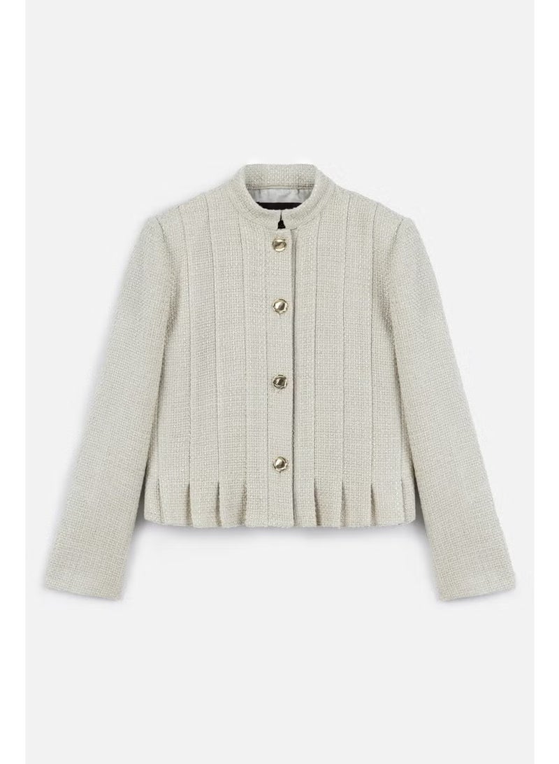 Manuka Textured Buttoned Jacket Beige - Image 1