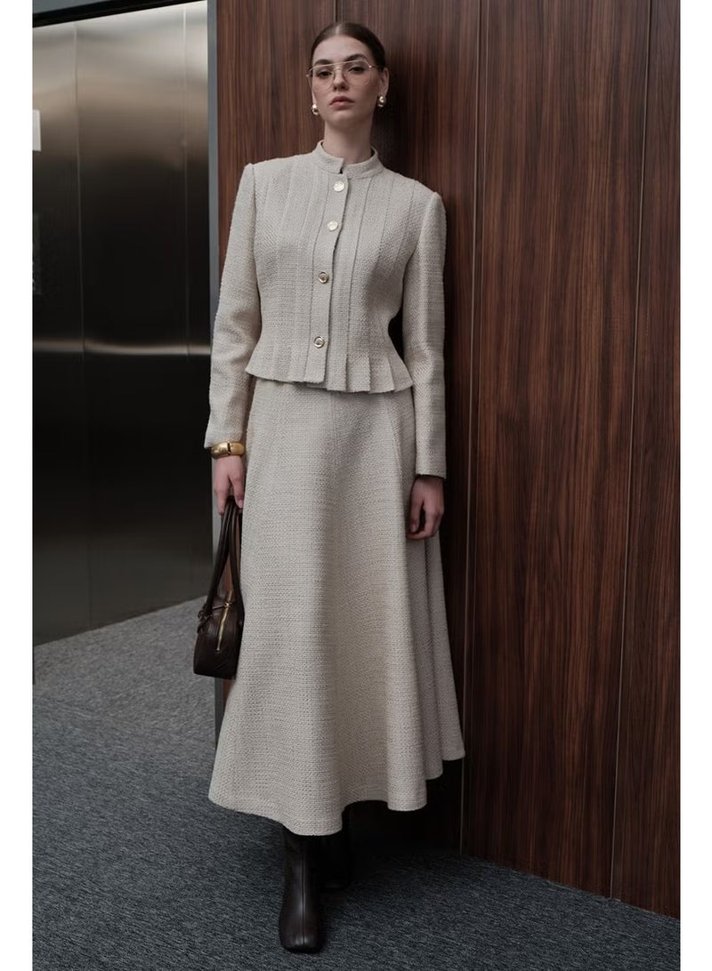 Manuka Textured Buttoned Jacket Beige - Image 2