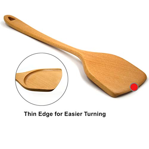 Bamber Wooden Wok Spatula Set Wood Turner with Long Handle for Non Stick Cookware - Image 3