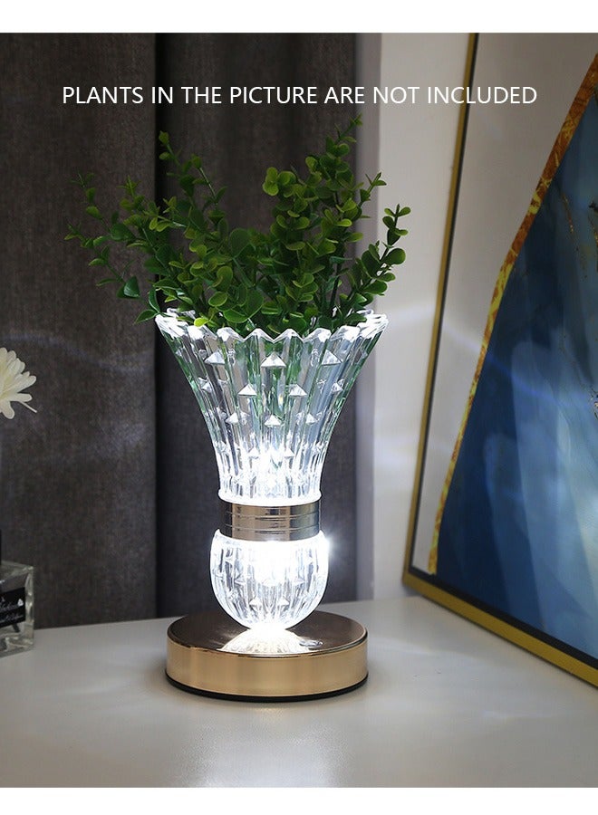 DUNISO USB Rechargeable Vase Table Lamp Night Light Dimmable Cordless Lamp Flower Lamp Frosted Glass Shade Desk Lamp With 3 Colors for Bedroom Office Desk Living Room Type-C  - Image 3