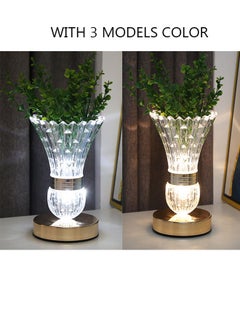 DUNISO USB Rechargeable Vase Table Lamp Night Light Dimmable Cordless Lamp Flower Lamp Frosted Glass Shade Desk Lamp With 3 Colors for Bedroom Office Desk Living Room Type-C  - Image 2