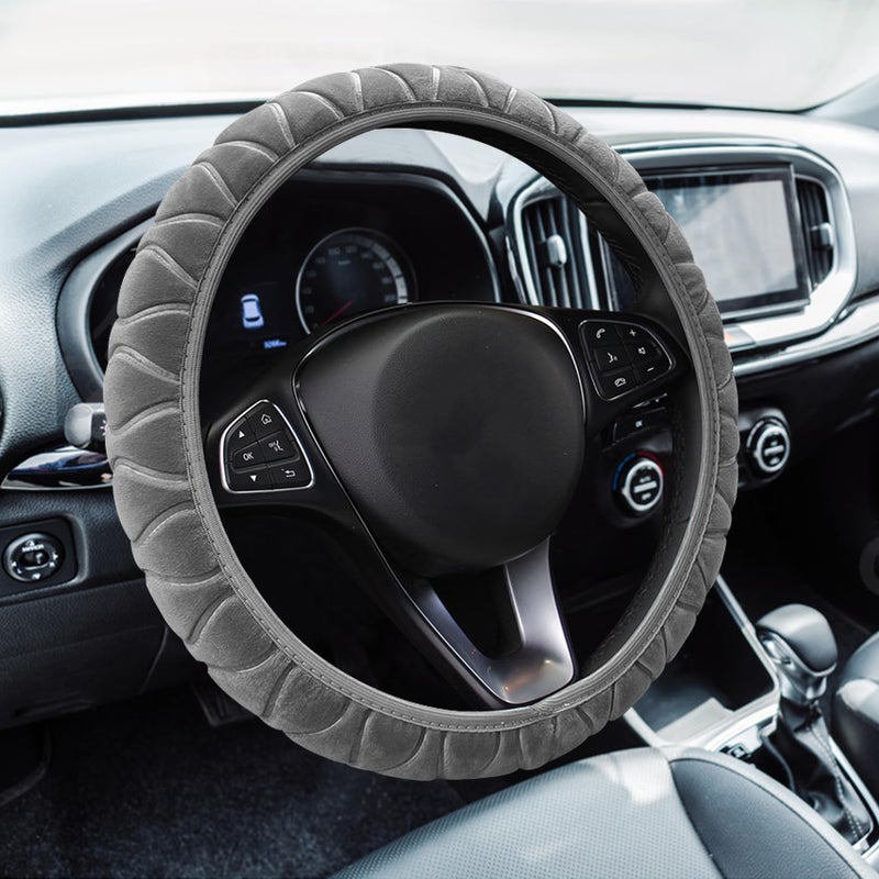 Lecctso Fluffy Steering Wheel Cover Car Wheel Cover 15 Soft Steering Wheel Protector Elastic Long Microfiber Plush Steering Wheel Cover Interior Decoration Universal for Men Women Girls - Image 2