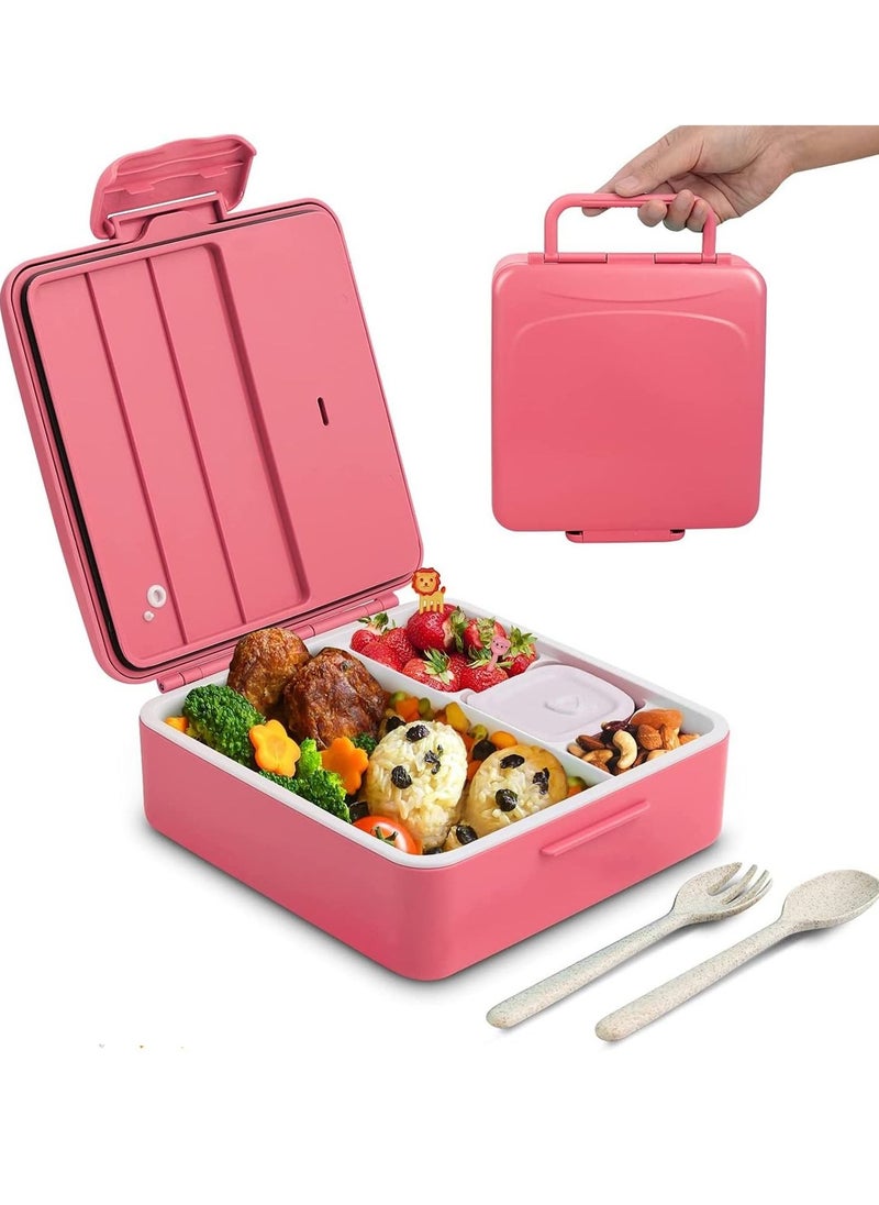 Kids Bento Lunch Box, 1300ml Bento Box Lunch Container with 4 Compartments, Sauce Jar Spoon Fork (Pink) - pzsku/Z1B6A54F49119A2D46DDEZ/45/_/1691049501/c60c20ff-2165-41a7-b935-cdb47dcfbd6a