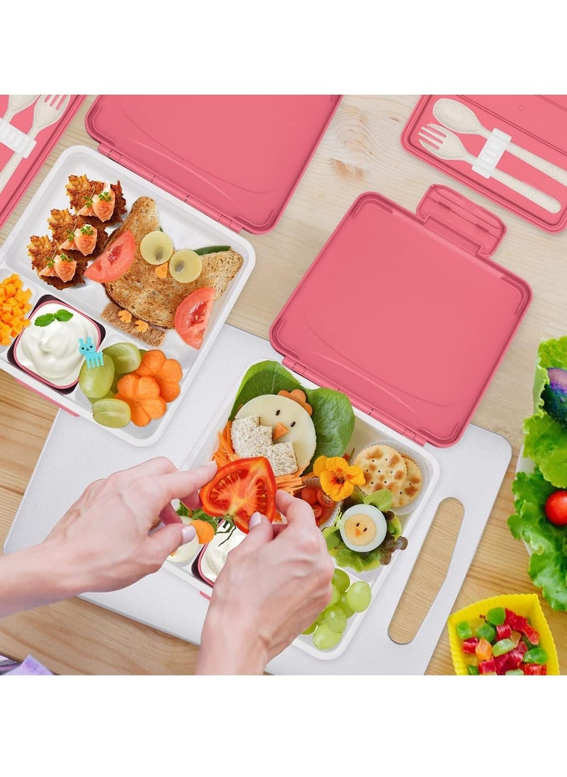 Kids Bento Lunch Box, 1300ml Bento Box Lunch Container with 4 Compartments, Sauce Jar Spoon Fork (Pink) - pzsku/Z1B6A54F49119A2D46DDEZ/45/_/1691049501/d77263e2-4777-40a2-858f-35be5cdd7d10