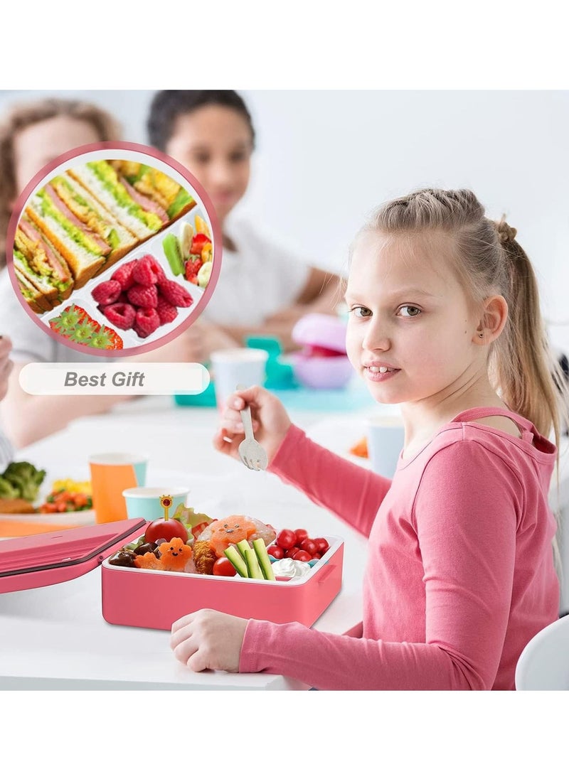 Kids Bento Lunch Box, 1300ml Bento Box Lunch Container with 4 Compartments, Sauce Jar Spoon Fork (Pink) - pzsku/Z1B6A54F49119A2D46DDEZ/45/_/1691049503/a21382e7-7aa2-4449-9d40-db14248c6dfa