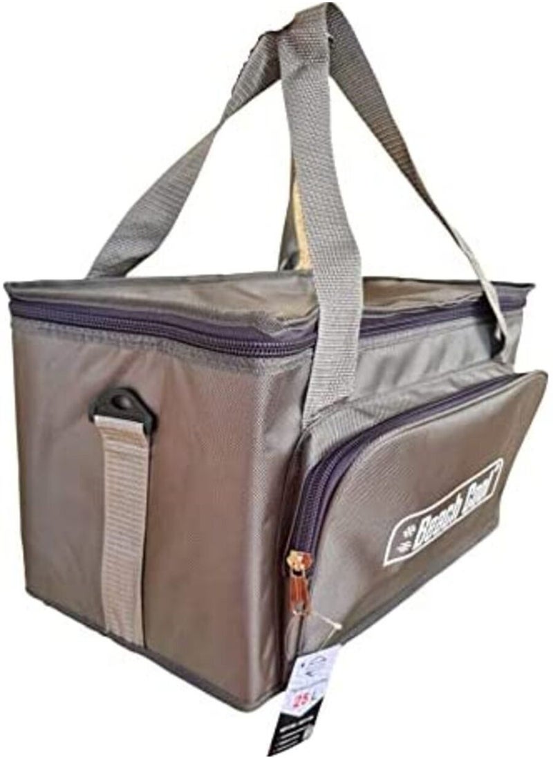 Beach Cool Hot and Cold Lunch Bag - Padded and High Quality Material - Adjustable Strap - 15 Liter - Grey  - Image 3