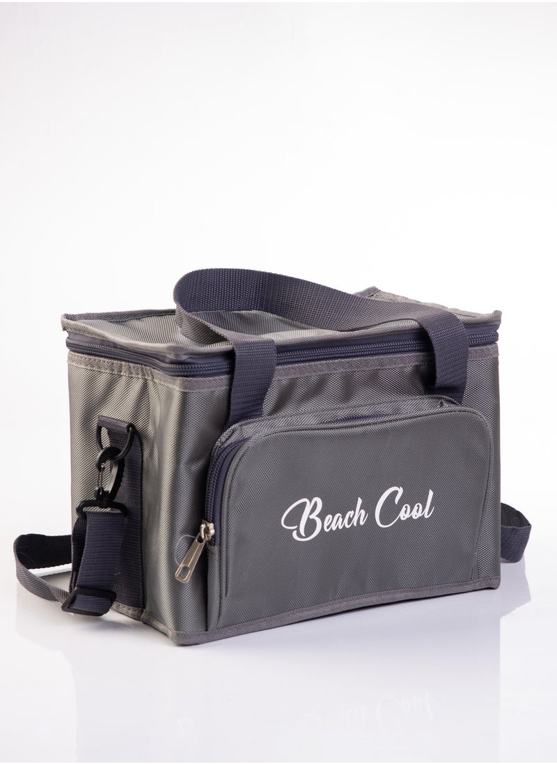 Beach Cool Hot and Cold Lunch Bag - Padded and High Quality Material - Adjustable Strap - 15 Liter - Grey  - Image 1
