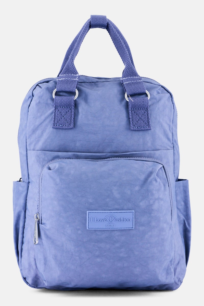 I Love Fashion Women Brand Logo Backpack, Slate Blue  - Image 1