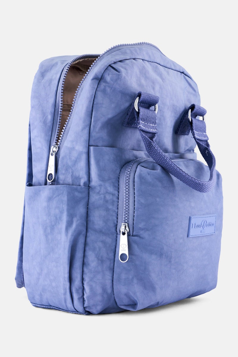 I Love Fashion Women Brand Logo Backpack, Slate Blue  - Image 3