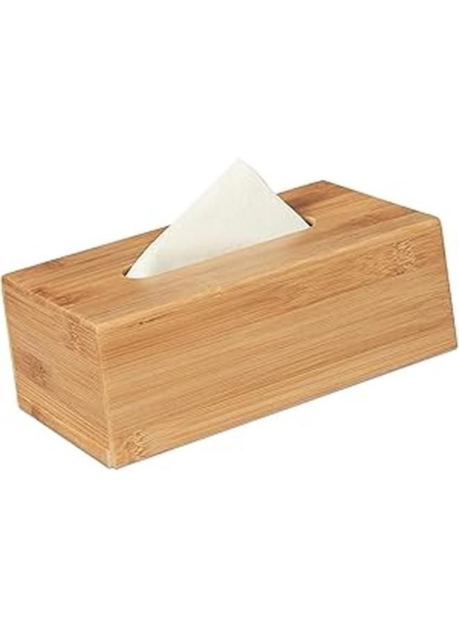 Generic Bamboo Tissue Box 23 x 9 x 10 cm with Removable Bottom Natural Wooden Tissue Holder for Standard Tissue Paper and Wipes Boxes, Rectangular Tissue Dispenser, Natural  - Image 1