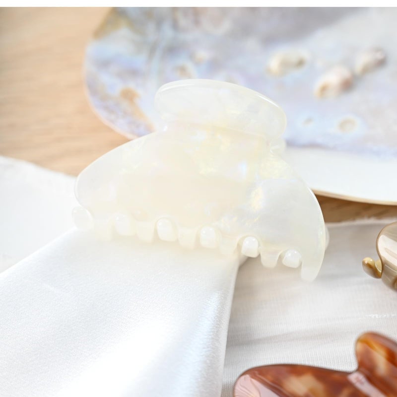 Prettyou Handmade Celluloid Acetate French Design Barrettes Tortoise Shell Claws Hair Claw Luxury Fashion Accessories Hair Clip for Women (jade white) - Image 4
