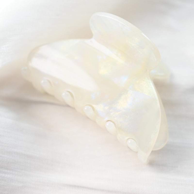 Prettyou Handmade Celluloid Acetate French Design Barrettes Tortoise Shell Claws Hair Claw Luxury Fashion Accessories Hair Clip for Women (jade white) - Image 3