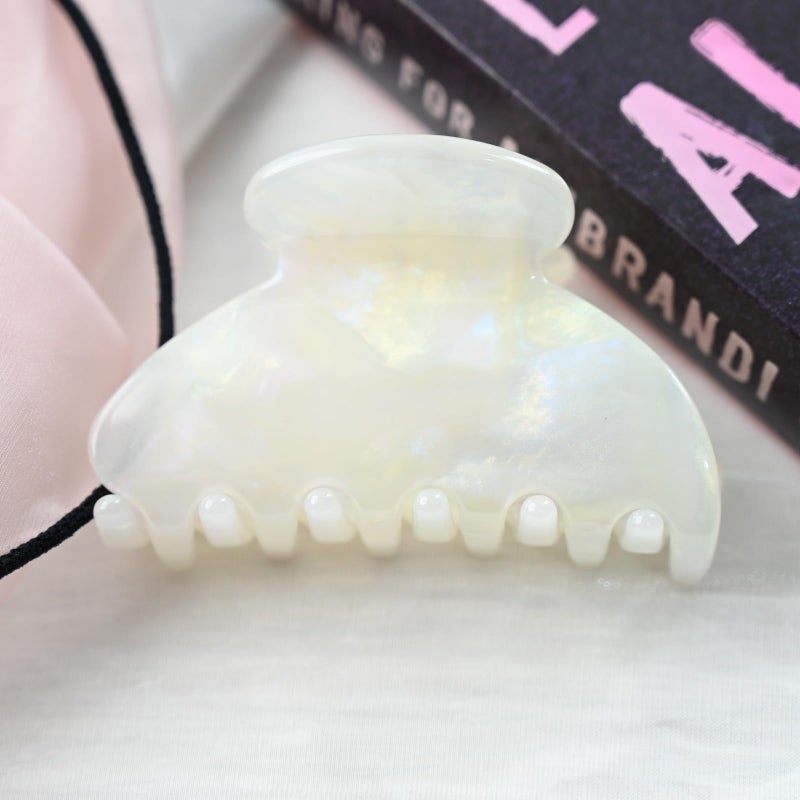 Prettyou Handmade Celluloid Acetate French Design Barrettes Tortoise Shell Claws Hair Claw Luxury Fashion Accessories Hair Clip for Women (jade white) - Image 5
