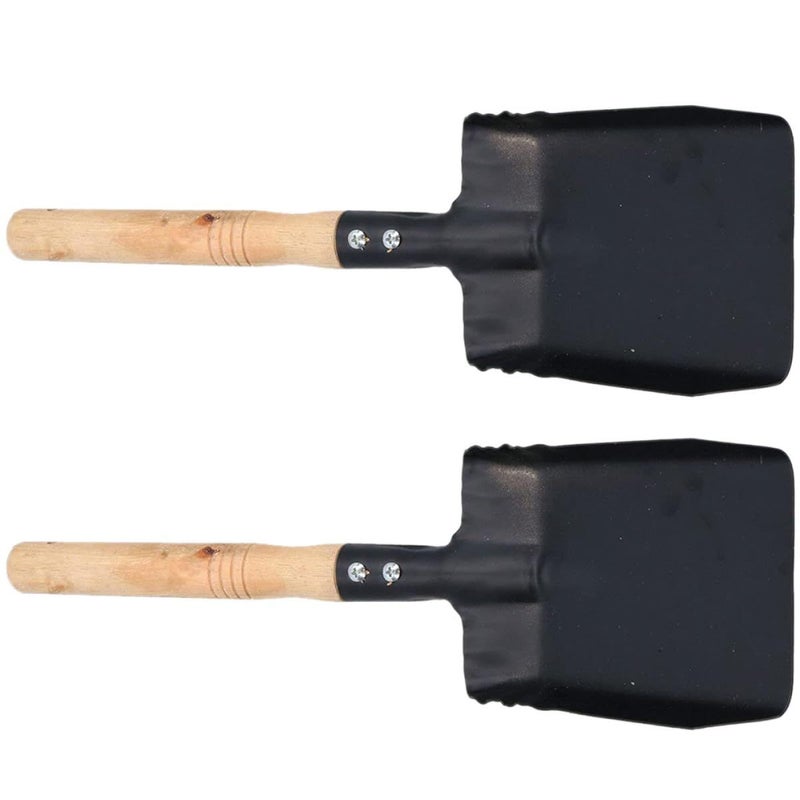 Wooden Handle Garden Shovel Set of 2 Black Iron Spade for Soil Digging Planting Snow Removal Lawn Care - Image 2