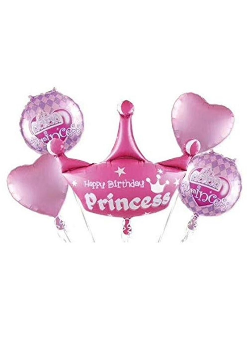 Princess Theme Balloons With Pink Foil Banner For Baby Girl First Birthday Party Decoration - Image 4