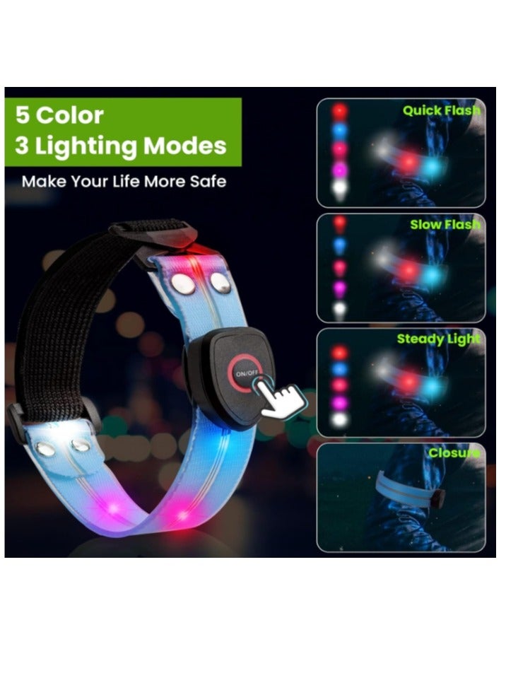 OASIS-TH Rechargeable LED Armband, 2Psc LED Armband Running Lights for Runners, Reflective Running Gear, Night Safety Light Up Band High Visibility for Running Jogging Cycling Dog Night Walking  - Image 2