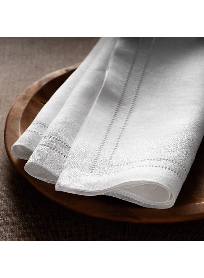 O'lucio Authentique Home Linen Napkins 20 x 20 inch - 100% Flax Linen White Double Hemstitch Dinner Napkins Set of 4 - Cloth Napkin Washable Perfect for Fall, Thanksgiving, Christmas and Winter Holiday Decor - Image 5