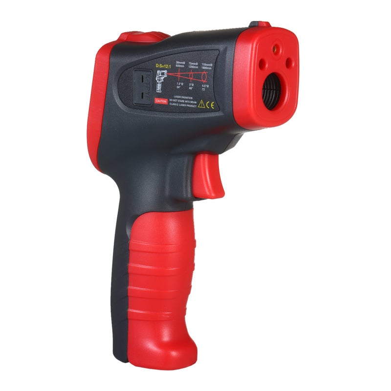 Infrared Thermometer: Black & Red, 0.5s Fast Reading, Non Contact - Adjustable Emissivity, 100 Data Storage for Industrial Professional Applications - Image 2