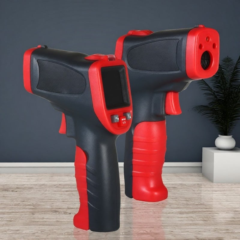 Infrared Thermometer: Black & Red, 0.5s Fast Reading, Non Contact - Adjustable Emissivity, 100 Data Storage for Industrial Professional Applications - Image 1